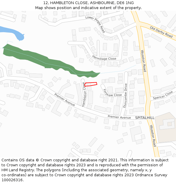 12, HAMBLETON CLOSE, ASHBOURNE, DE6 1NG: Location map and indicative extent of plot
