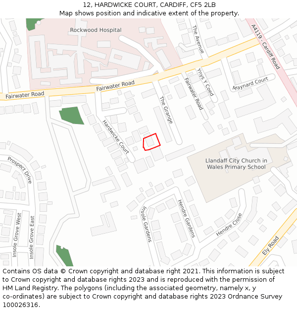 12, HARDWICKE COURT, CARDIFF, CF5 2LB: Location map and indicative extent of plot