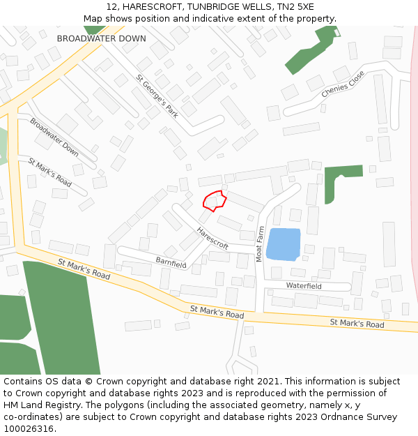 12, HARESCROFT, TUNBRIDGE WELLS, TN2 5XE: Location map and indicative extent of plot