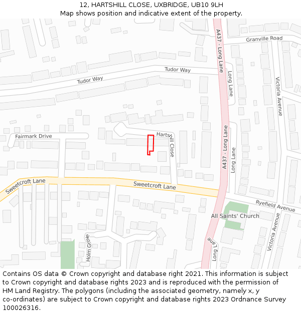 12, HARTSHILL CLOSE, UXBRIDGE, UB10 9LH: Location map and indicative extent of plot
