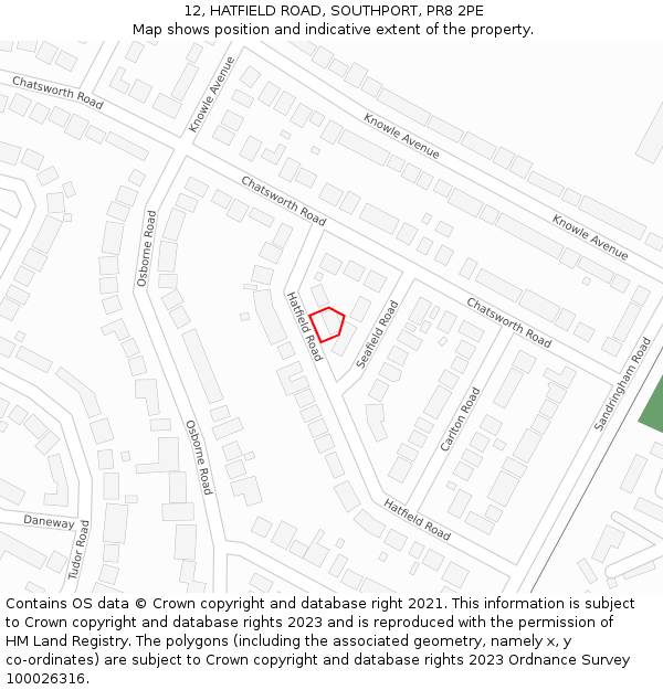 12, HATFIELD ROAD, SOUTHPORT, PR8 2PE: Location map and indicative extent of plot