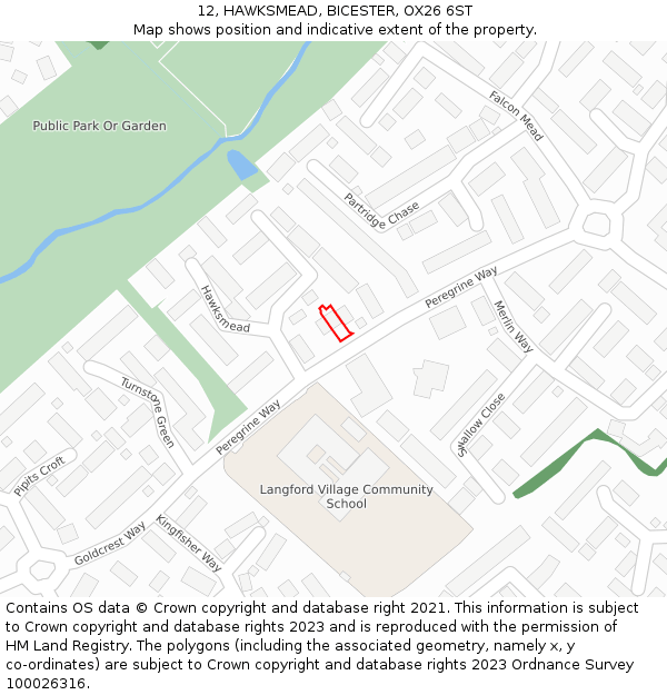 12, HAWKSMEAD, BICESTER, OX26 6ST: Location map and indicative extent of plot