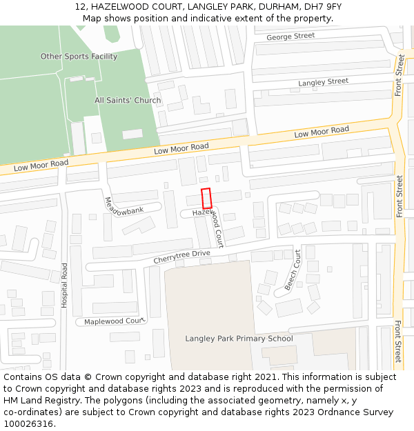 12, HAZELWOOD COURT, LANGLEY PARK, DURHAM, DH7 9FY: Location map and indicative extent of plot