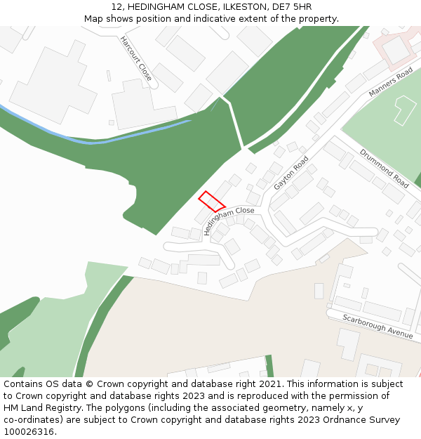 12, HEDINGHAM CLOSE, ILKESTON, DE7 5HR: Location map and indicative extent of plot