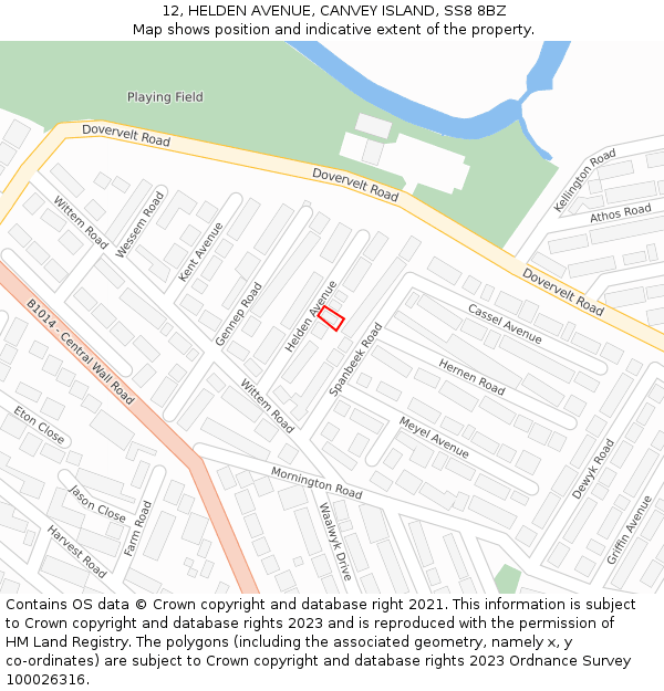 12, HELDEN AVENUE, CANVEY ISLAND, SS8 8BZ: Location map and indicative extent of plot