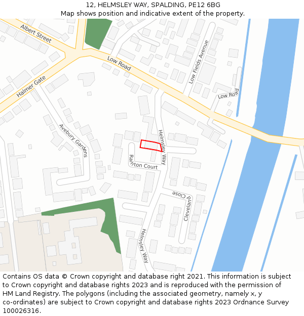 12, HELMSLEY WAY, SPALDING, PE12 6BG: Location map and indicative extent of plot