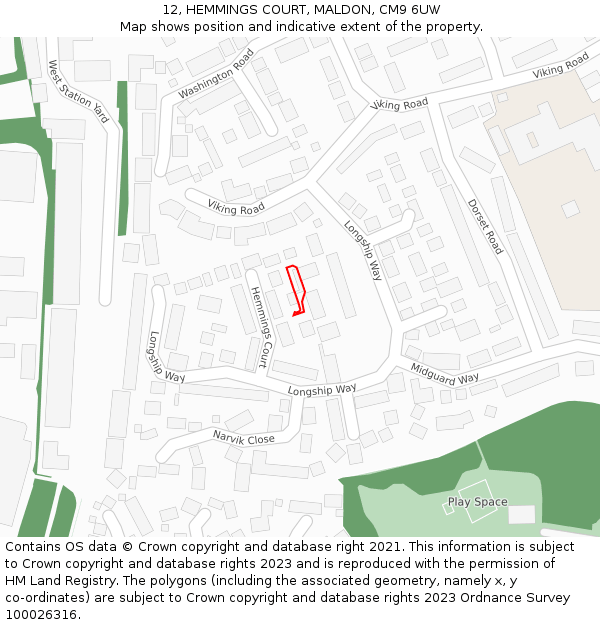 12, HEMMINGS COURT, MALDON, CM9 6UW: Location map and indicative extent of plot