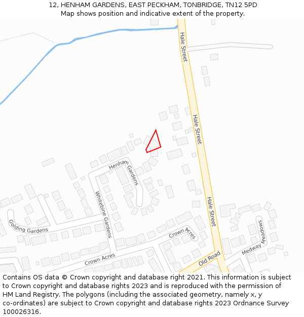 12, HENHAM GARDENS, EAST PECKHAM, TONBRIDGE, TN12 5PD: Location map and indicative extent of plot
