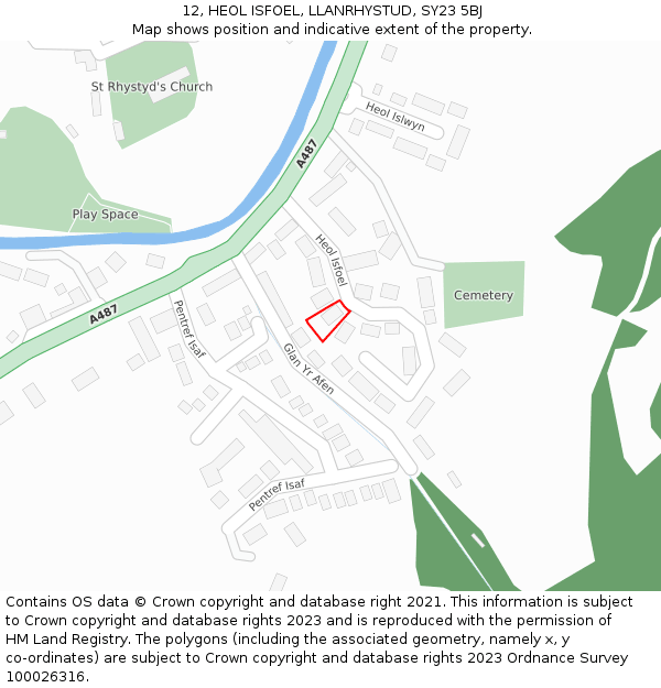 12, HEOL ISFOEL, LLANRHYSTUD, SY23 5BJ: Location map and indicative extent of plot