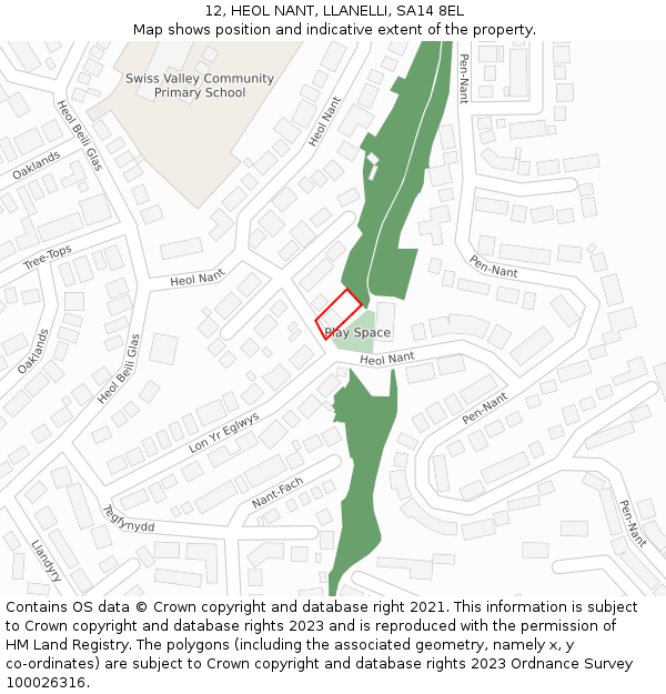 12, HEOL NANT, LLANELLI, SA14 8EL: Location map and indicative extent of plot