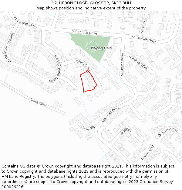 12, HERON CLOSE, GLOSSOP, SK13 8UH: Location map and indicative extent of plot