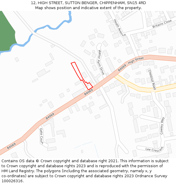 12, HIGH STREET, SUTTON BENGER, CHIPPENHAM, SN15 4RD: Location map and indicative extent of plot