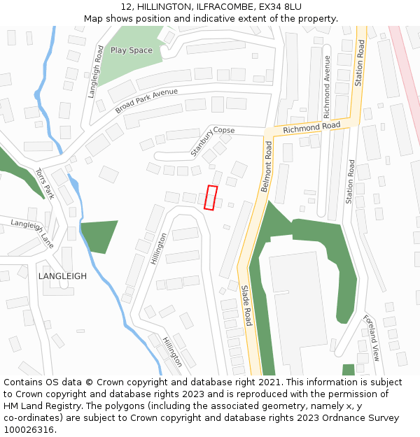 12, HILLINGTON, ILFRACOMBE, EX34 8LU: Location map and indicative extent of plot