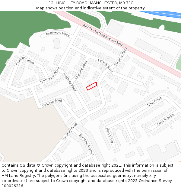 12, HINCHLEY ROAD, MANCHESTER, M9 7FG: Location map and indicative extent of plot