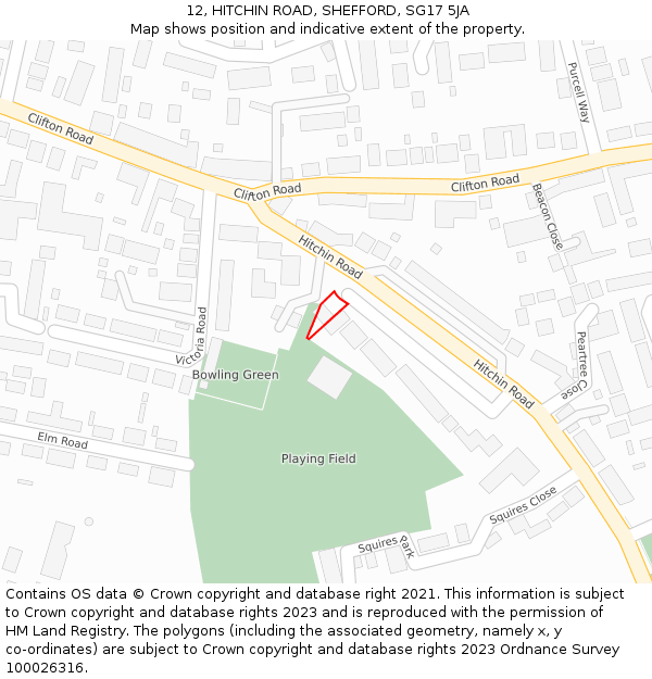 12, HITCHIN ROAD, SHEFFORD, SG17 5JA: Location map and indicative extent of plot