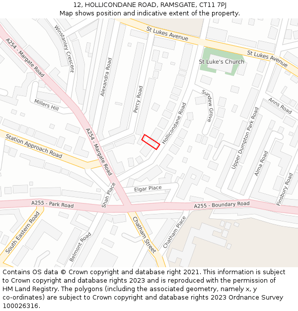 12, HOLLICONDANE ROAD, RAMSGATE, CT11 7PJ: Location map and indicative extent of plot