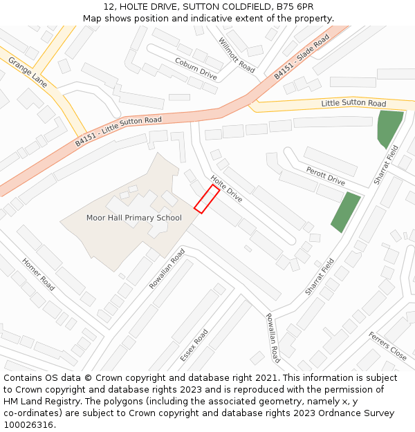 12, HOLTE DRIVE, SUTTON COLDFIELD, B75 6PR: Location map and indicative extent of plot