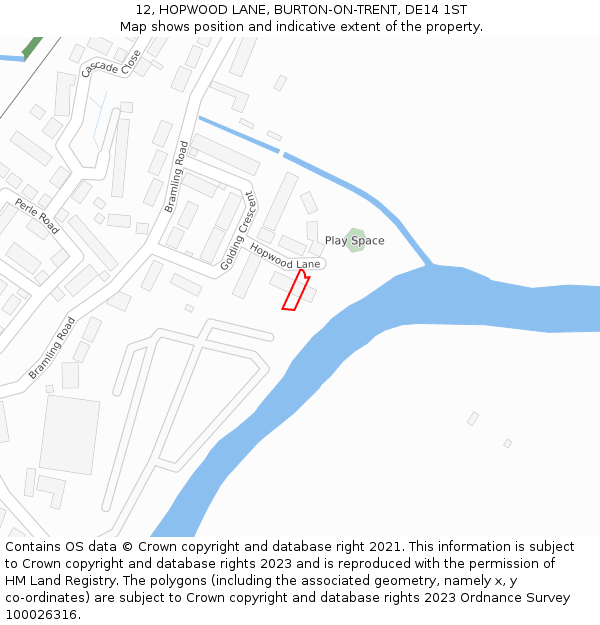 12, HOPWOOD LANE, BURTON-ON-TRENT, DE14 1ST: Location map and indicative extent of plot