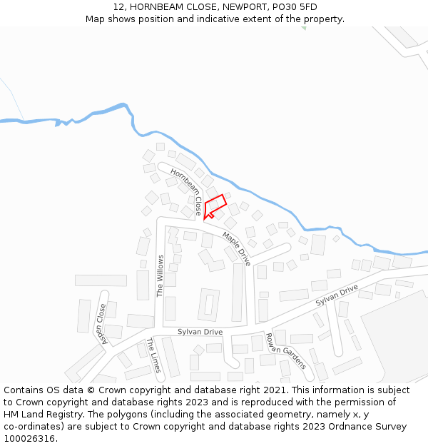 12, HORNBEAM CLOSE, NEWPORT, PO30 5FD: Location map and indicative extent of plot