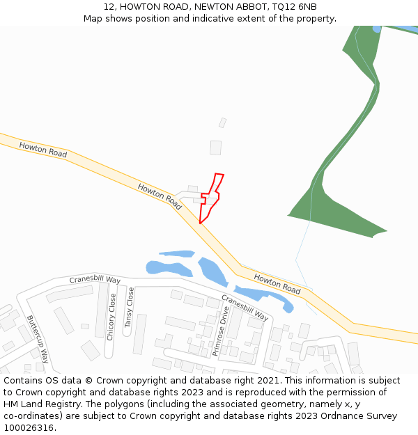 12, HOWTON ROAD, NEWTON ABBOT, TQ12 6NB: Location map and indicative extent of plot