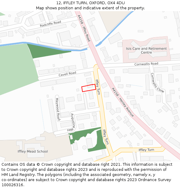 12, IFFLEY TURN, OXFORD, OX4 4DU: Location map and indicative extent of plot