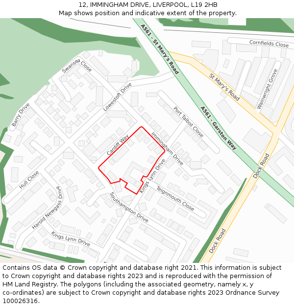 12, IMMINGHAM DRIVE, LIVERPOOL, L19 2HB: Location map and indicative extent of plot