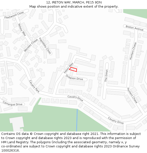 12, IRETON WAY, MARCH, PE15 9DN: Location map and indicative extent of plot