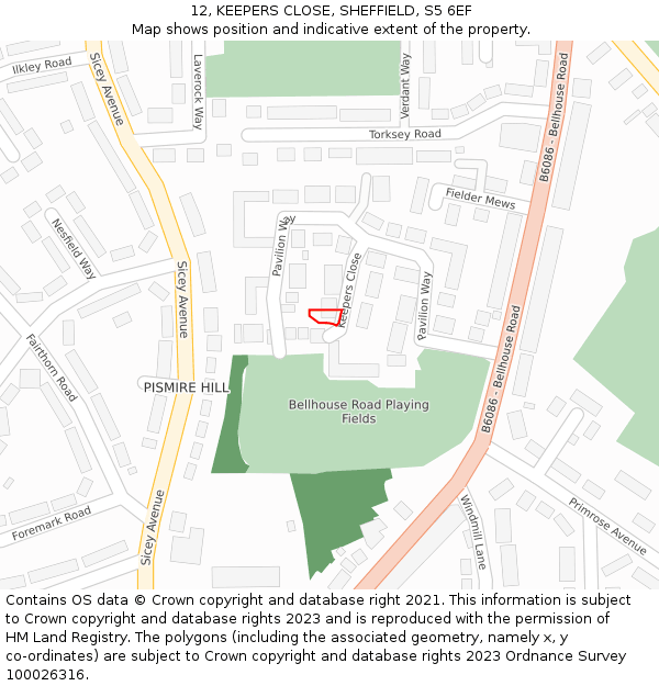 12, KEEPERS CLOSE, SHEFFIELD, S5 6EF: Location map and indicative extent of plot