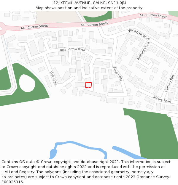 12, KEEVIL AVENUE, CALNE, SN11 0JN: Location map and indicative extent of plot
