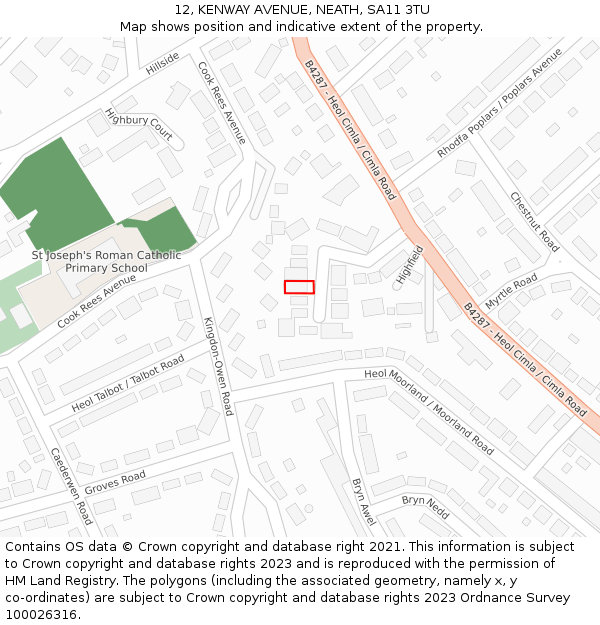 12, KENWAY AVENUE, NEATH, SA11 3TU: Location map and indicative extent of plot