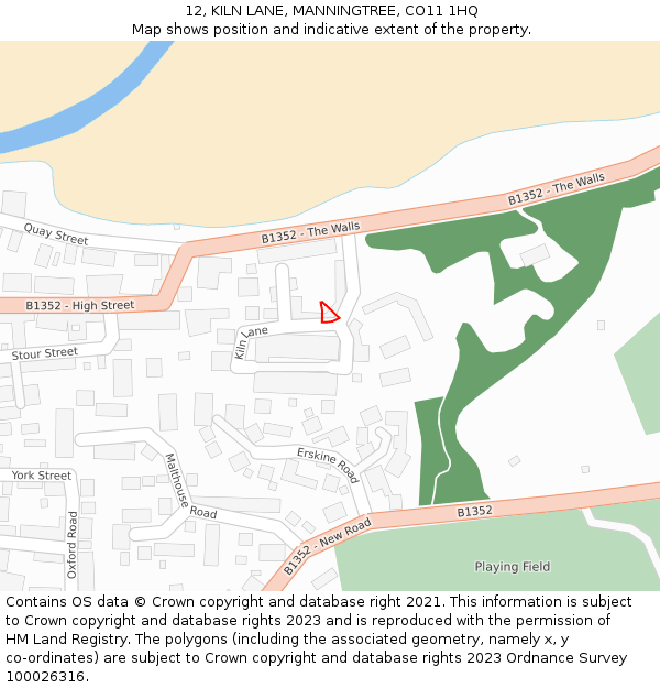 12, KILN LANE, MANNINGTREE, CO11 1HQ: Location map and indicative extent of plot