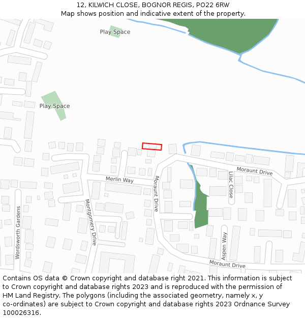 12, KILWICH CLOSE, BOGNOR REGIS, PO22 6RW: Location map and indicative extent of plot