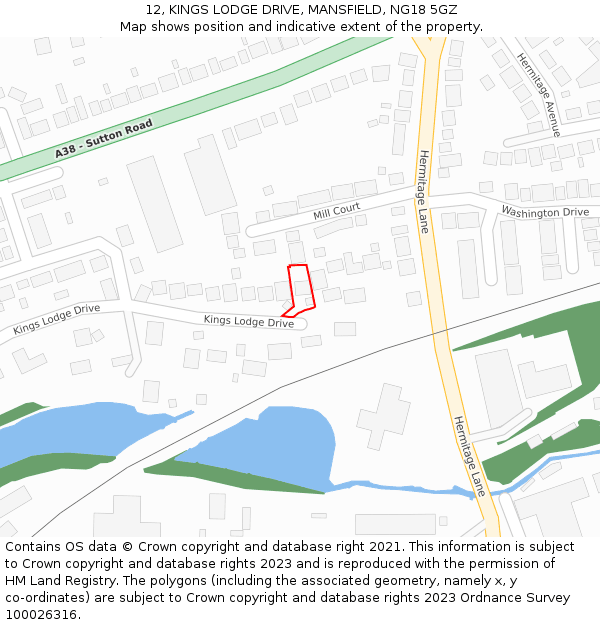 12, KINGS LODGE DRIVE, MANSFIELD, NG18 5GZ: Location map and indicative extent of plot