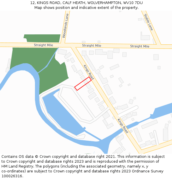 12, KINGS ROAD, CALF HEATH, WOLVERHAMPTON, WV10 7DU: Location map and indicative extent of plot