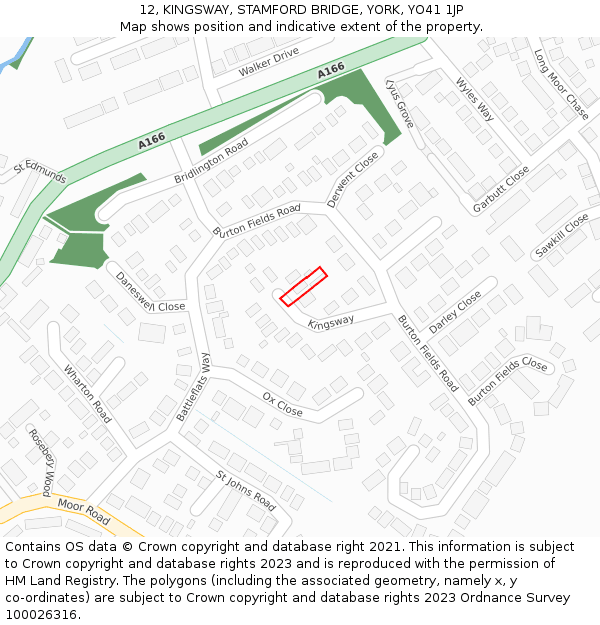 12, KINGSWAY, STAMFORD BRIDGE, YORK, YO41 1JP: Location map and indicative extent of plot