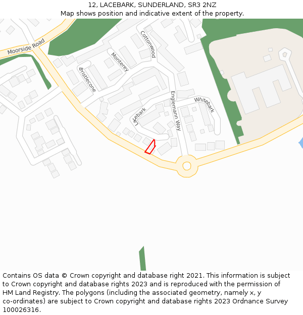 12, LACEBARK, SUNDERLAND, SR3 2NZ: Location map and indicative extent of plot