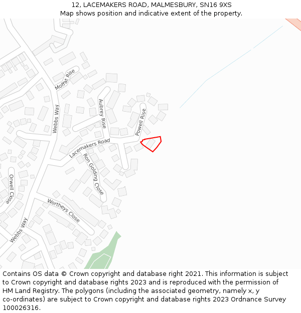 12, LACEMAKERS ROAD, MALMESBURY, SN16 9XS: Location map and indicative extent of plot