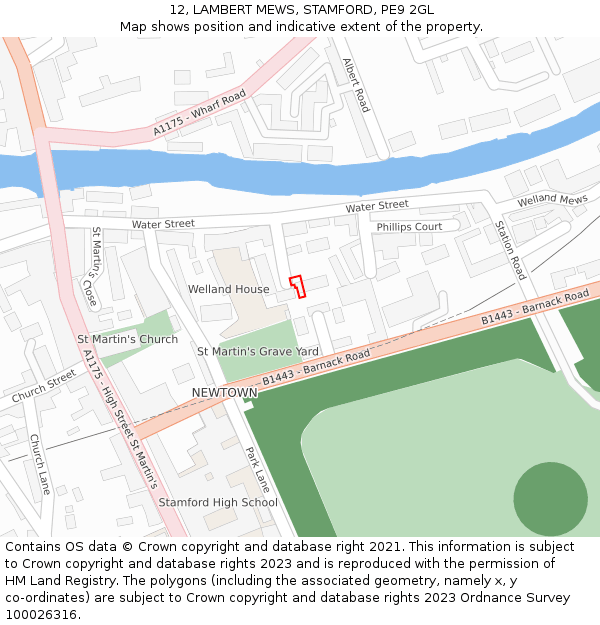 12, LAMBERT MEWS, STAMFORD, PE9 2GL: Location map and indicative extent of plot