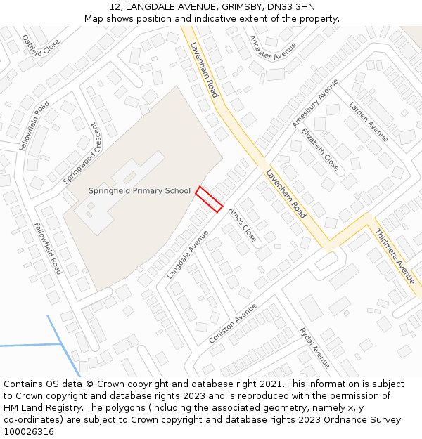 12, LANGDALE AVENUE, GRIMSBY, DN33 3HN: Location map and indicative extent of plot