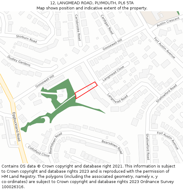 12, LANGMEAD ROAD, PLYMOUTH, PL6 5TA: Location map and indicative extent of plot