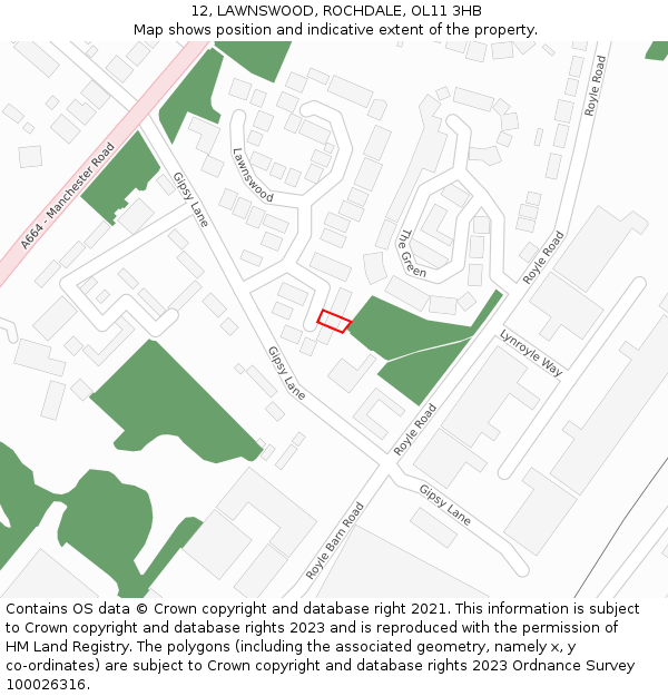 12, LAWNSWOOD, ROCHDALE, OL11 3HB: Location map and indicative extent of plot