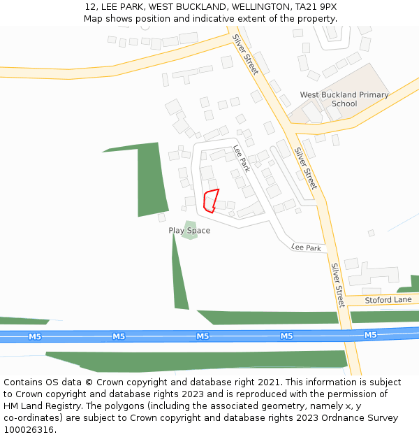 12, LEE PARK, WEST BUCKLAND, WELLINGTON, TA21 9PX: Location map and indicative extent of plot