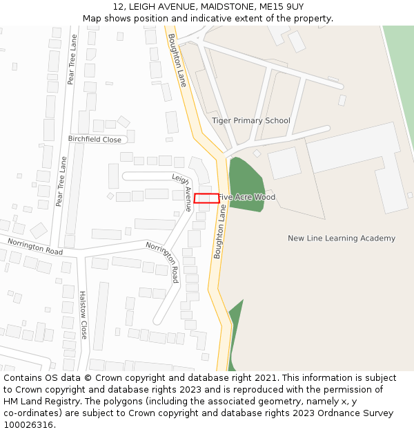 12, LEIGH AVENUE, MAIDSTONE, ME15 9UY: Location map and indicative extent of plot