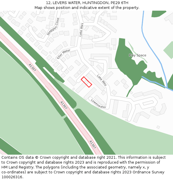 12, LEVERS WATER, HUNTINGDON, PE29 6TH: Location map and indicative extent of plot