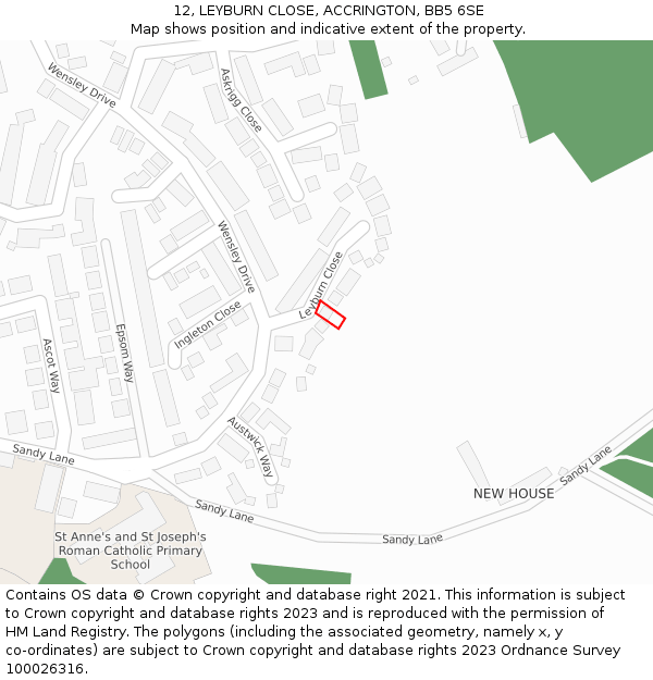 12, LEYBURN CLOSE, ACCRINGTON, BB5 6SE: Location map and indicative extent of plot
