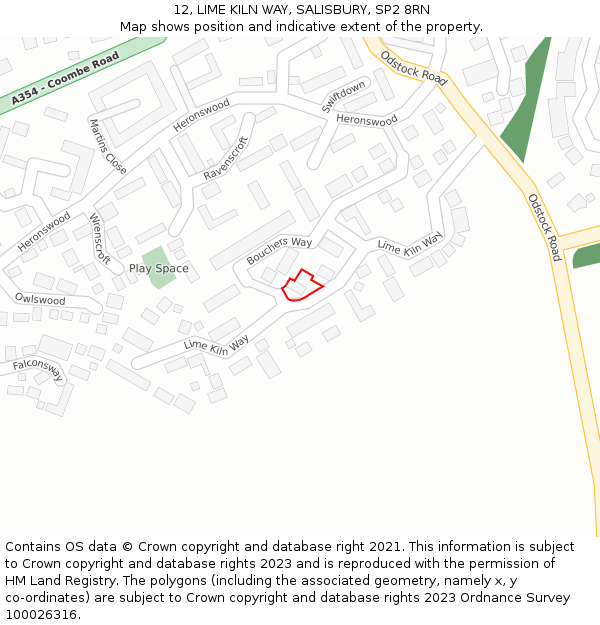 12, LIME KILN WAY, SALISBURY, SP2 8RN: Location map and indicative extent of plot