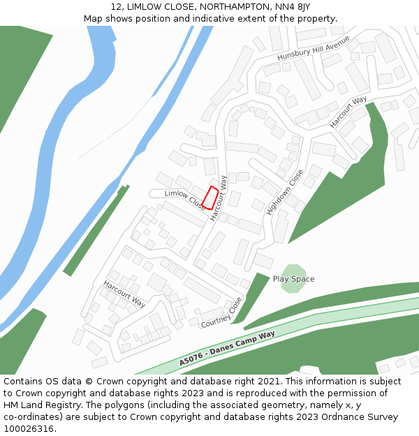 12, LIMLOW CLOSE, NORTHAMPTON, NN4 8JY: Location map and indicative extent of plot