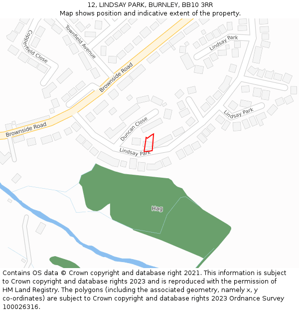 12, LINDSAY PARK, BURNLEY, BB10 3RR: Location map and indicative extent of plot