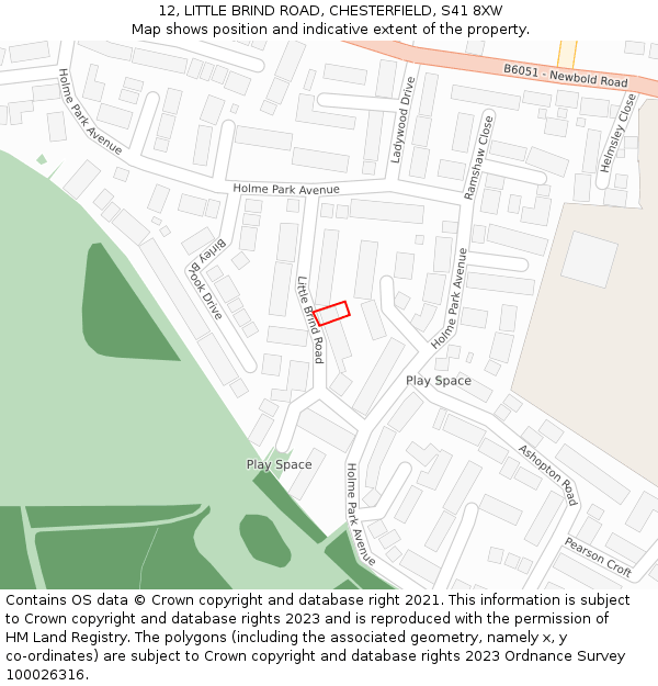 12, LITTLE BRIND ROAD, CHESTERFIELD, S41 8XW: Location map and indicative extent of plot