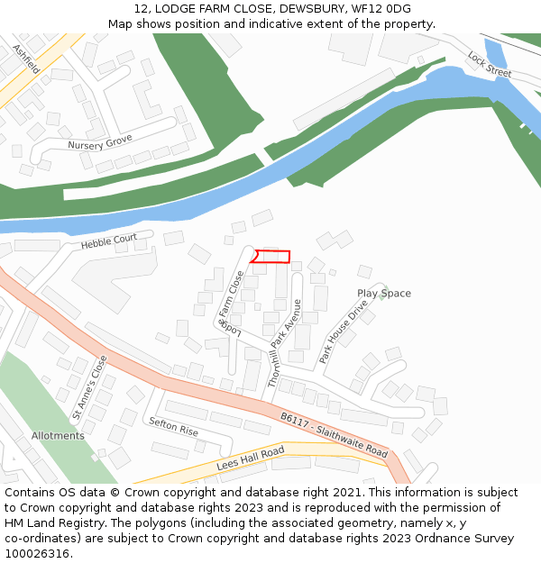 12, LODGE FARM CLOSE, DEWSBURY, WF12 0DG: Location map and indicative extent of plot